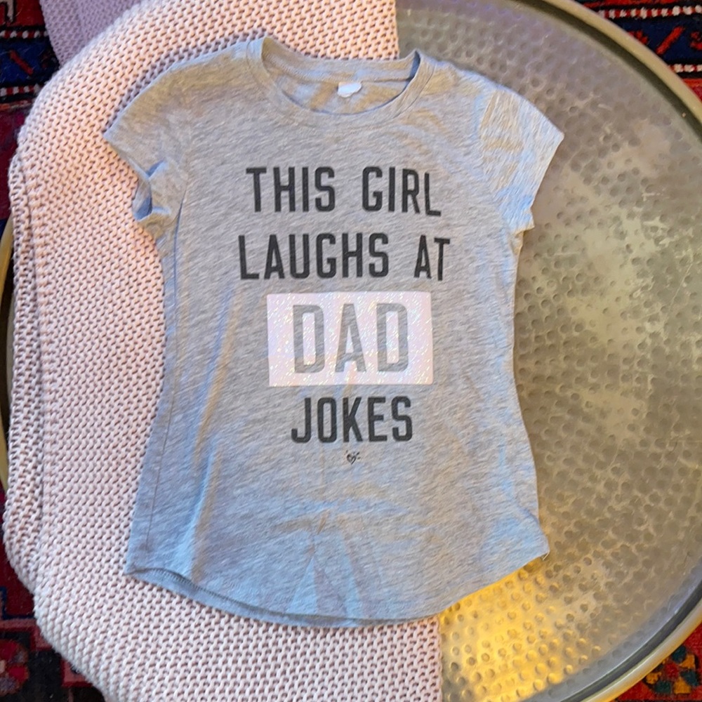 This Girl Laughs at Dad Jokes Glitter Tee
